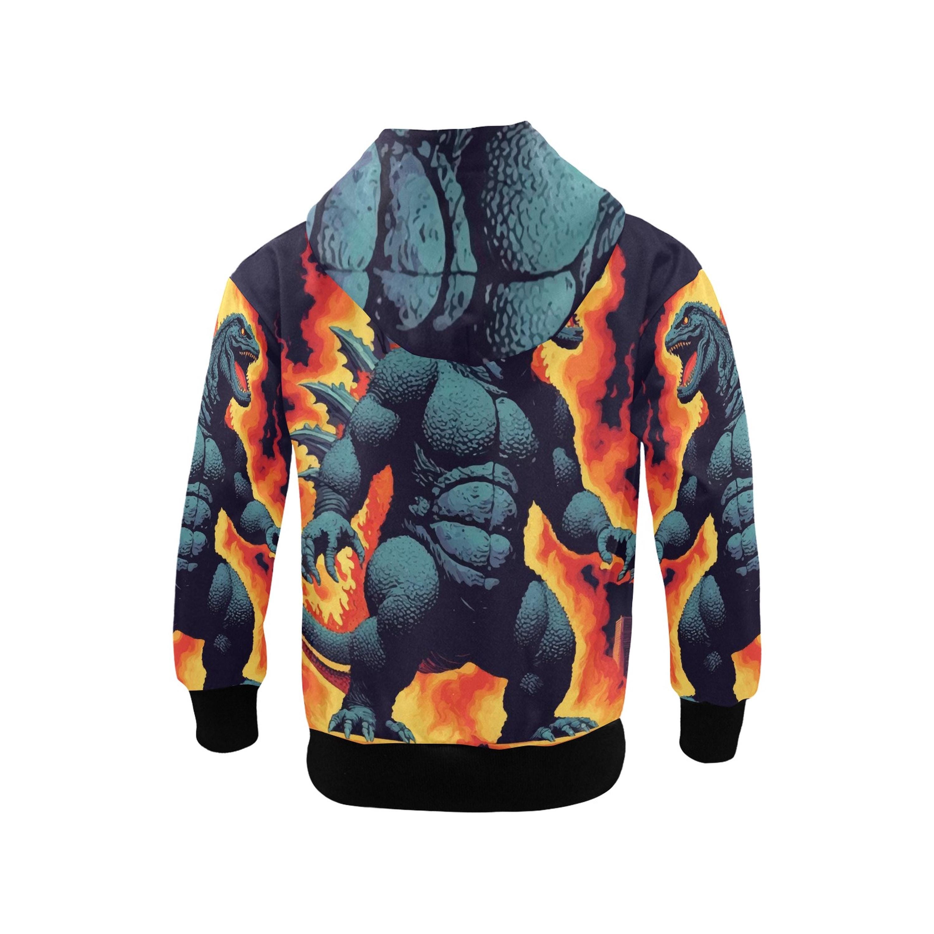 Hoodie With Zipper Boys Kids Godzilla Kaiju Gojira Retro Art