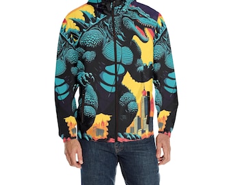 Windbreaker Men windbreaker jacket wind breakers for men Godzilla Gojira Kaiju Retro