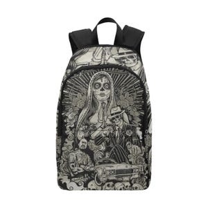 Sac à dos d'école, cartable, sac à dos avec poches en filet, sac à main, Calavera Día De los Muertos Chicano La Catrina Mi Vida Loca