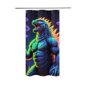 Shower Curtain 36&quot;x 72&quot; Vintage Comics Cartoon Curtain Curtain Comics Godzillas Curtain Curtain Kaiju Art Retro Godzilla Gojira