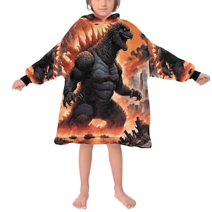 Hoodie Blanket Godzilla Gojira Kaiju Blankets Comics Retro Neon Cartoon Godzillas