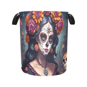 Laundry Basket laundry hamper basket Día De Los Muertos Chicano Mexico Art La Catrina