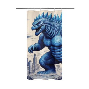Shower Curtain 36&quot;x 72&quot; Godzilla Kaiju Retro Vintage Gojira Comics Cartoon Curtain Curtain Comics Godzillas Curtain Curtain