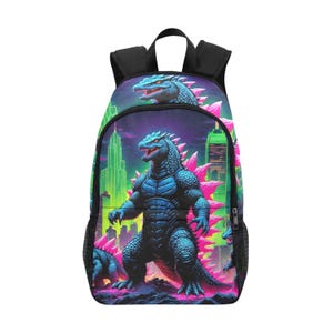 Backpack School Backpack Rucksack Bag Godzilla Hand Bag Retro Neon Godzilla Backpacs Gojira Kaiju Cartoon