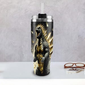 Stainless Steel Tumbler 40 oz Tumbler Godzilla custom tumblers Glass Cartoon Comics Tumbler Gojira Kaiju Art personalized tumblers Godzillas