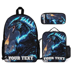 Personalized Dinosaur Backpack Set, Custom Kids School Bag