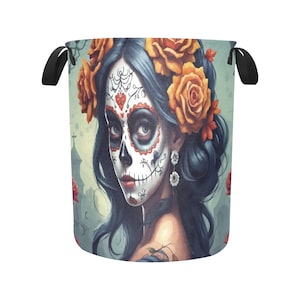 Laundry Basket laundry hamper basket Día De Los Muertos Chicano Mexico Art La Catrina  Calavera