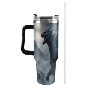 Stainless Steel Tumbler 40 oz Gojira Kaiju Cartoon Comics Retro MonsterBecher Vintage with Handle Godzillas Tumbler Monster Tumbler Godzilla