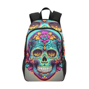 Schulrucksack Schulranzen Backpack Rucksack Día De Los Muertos Rucksack Tag der Toten Bag Buntstift Art Mexiko Chicano Sugar Skull Catrina