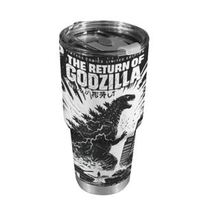 Stainless Steel Tumbler 30 oz Godzilla Gojira Kaiju Cartoon Comics Retro Tumbler Monster Becher Vintage