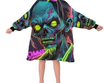 Dziecięcy kocyk z kapturem na Halloween Horror Zombie Neon