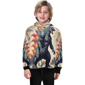 Hoodie Boys Kids Godzilla Kaiju Retro Cartoon Comics Gojira