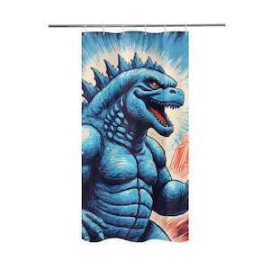 Shower Curtain 36&quot;x 72&quot; Cartoon Curtain Curtain Comics Godzillas Curtain Curtain Kaiju Art Retro Godzilla Gojira Vintage Comics