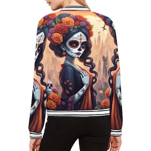 Chaqueta Bomber para Mujer México Día de los Muertos Cómics Día De Los Muertos Arte Chicano La Catrina