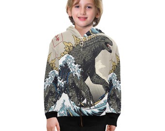 Hoodie met rits Jongens Kinderen Godzilla Kaiju Gojira