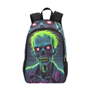 Sac à dos d'école, cartable, avec poches en filet, sac à main, sac d'horreur, zombie, Halloween