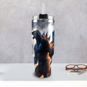Stainless Steel Tumbler 40 oz Kaiju Cartoon Comics Retro MonsterBecher Vintage with Handle Godzillas Tumbler Monster Tumbler Godzilla Gojira