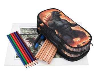 Dinosaur Pencil Case Art Retro