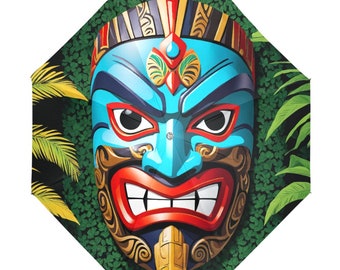 Masque Tiki néo-zélandais pliable anti-UV parapluie