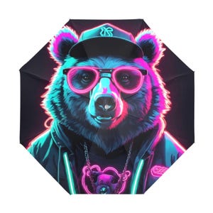 Umbrella Anti-UV Foldable Neon Art Gangsta Bear