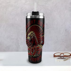 Stainless Steel Tumbler 40 oz Godzilla Gojira Kaiju Cartoon Comics Retro MonsterBecher Vintage with Handle Godzillas Tumbler Monster Tumbler