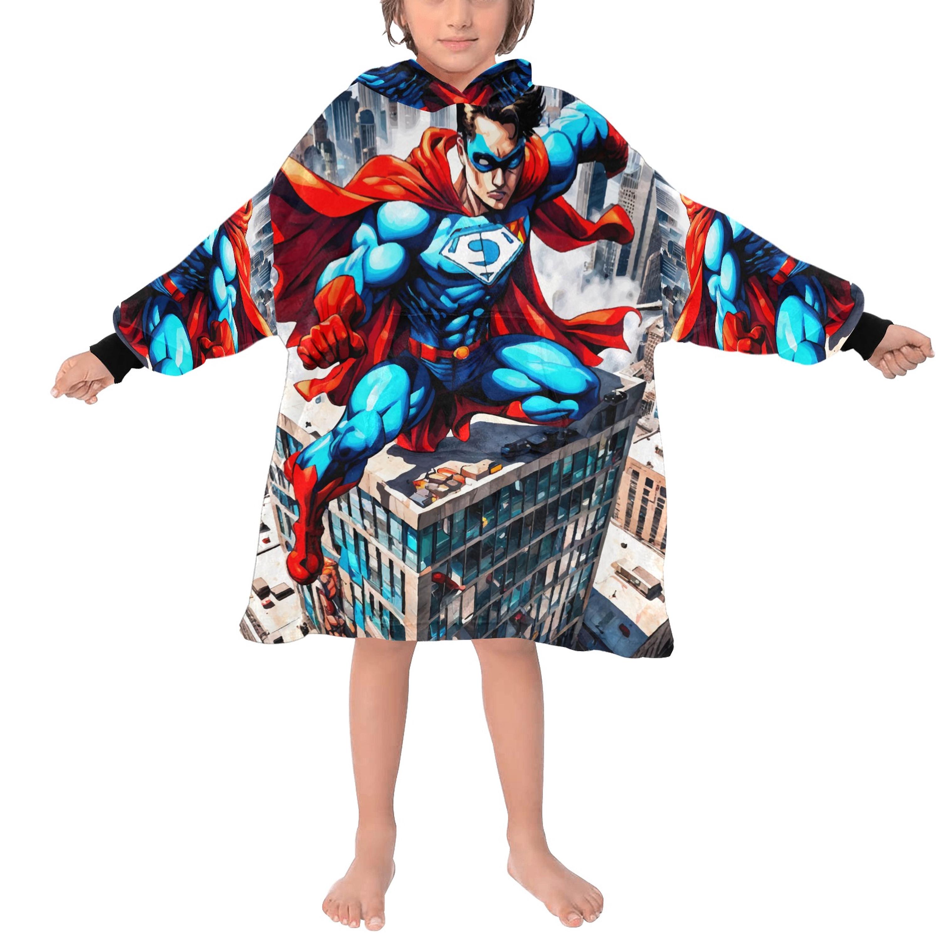 Discover Kids Blanket Hoodie with Superhero Comic Art Design