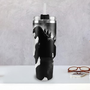Tumbler 40oz mug Godzilla thermo mug glass comics mug Gojira Kaiju Art Monster reusable cup Godzillas mug