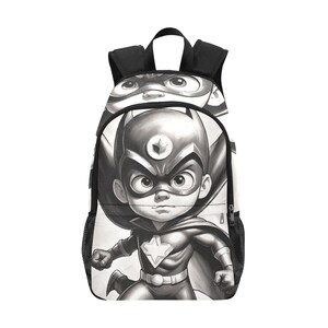 Sac à dos d'école, cartable, sac à dos avec poches en filet, sac à main, super-héros, enfant, crayon, art
