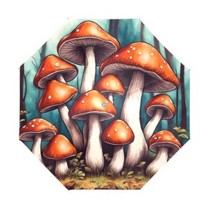 Kids Foldable Anti-UV Umbrella Mushrooms Crayon Art