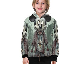 Hoodie With Zipper Boys Kids Horror Halloween Hoodie Zombie Kids