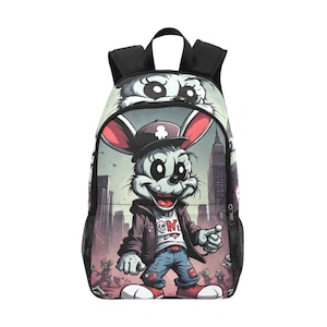 Backpack School Backpack With Mesh Pockets Handbag Horor Zombie Bunny Backpacks Hallooween Bag Art Comics Cartoon