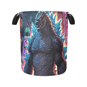 Laundry Basket laundry hamper basket Godzilla Gojira Kaiju Comics Vintage Art Cartoon Retro Neon Godzillas