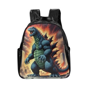 Mochila Mochila Cuero PU Gojira Godzilla Kaiju Retro