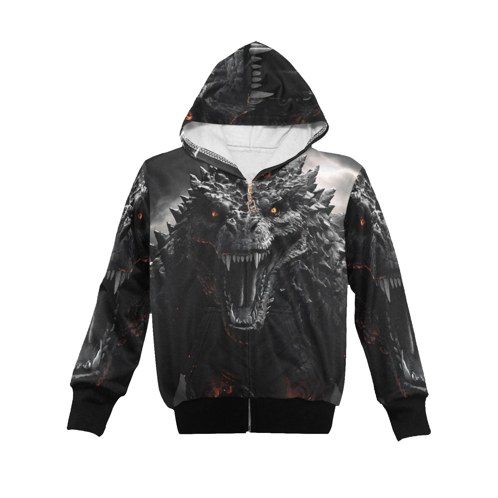 Hoodie With Zipper Boys Dinosaur Kaiju Hoodies Kids - Etsy