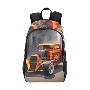 Sac à dos d'école, cartable, sac à dos avec poches en filet, sac à main, Hot Rod