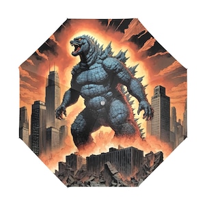 Paraguas anti-UV plegable para niños Godzilla Kaiju Gojira Monster Art Cartoon