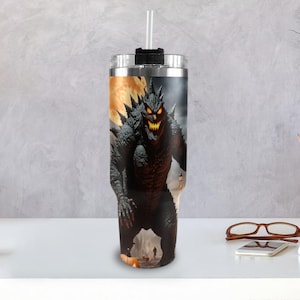 Stainless steel mug 40oz mug Godzilla thermo mug glass comics mug Gojira Kaiju Art Monster reusable cup Godzillas Halloween