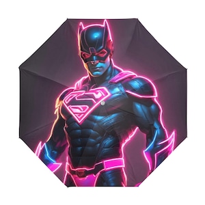 Anti-UV Umbrella Kids Foldable Superheld Comics Retro Cartoon Superhero Neon