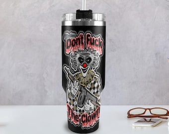 Tumbler 40oz Gangster Clown 40 oz tumbler with handle