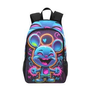 Backpack School Backpack With Mesh Pockets Handbag Bag Cartoon Neon