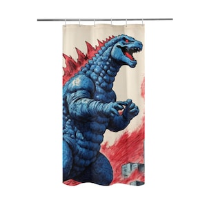 Shower Curtain 36&quot;x 72&quot; Godzilla Kaiju Retro Vintage Gojira Comics Cartoon Curtain Curtain Comics Godzillas