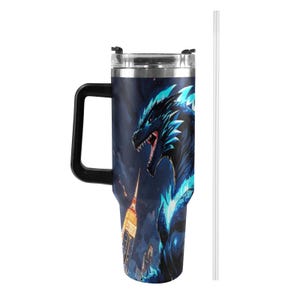 Stainless Steel Tumbler 40 oz Tumbler Godzilla custom tumblers Glass Tumbler Gojira Kaiju Art personalized tumblers Godzillas Cartoon Comics