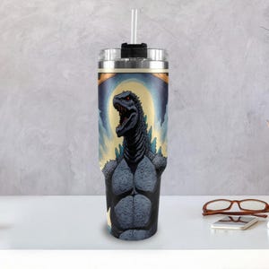 Tumbler 40oz mug Godzilla thermo mug Comics mug Gojira Kaiju Monster reusable cup Godzillas mug