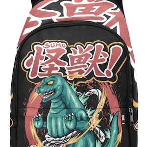 Backpack School Backpack Rucksack Bag Godzilla Hand Bag Vintage Retro Godzilla Backpacs Gojira Kaiju Cartoon