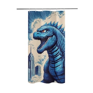 Shower Curtain 36&quot;x 72&quot; Godzilla Retro Vintage Gojira Comics Cartoon Curtain Curtain Comics Godzillas Curtain Curtain Kaiju Art
