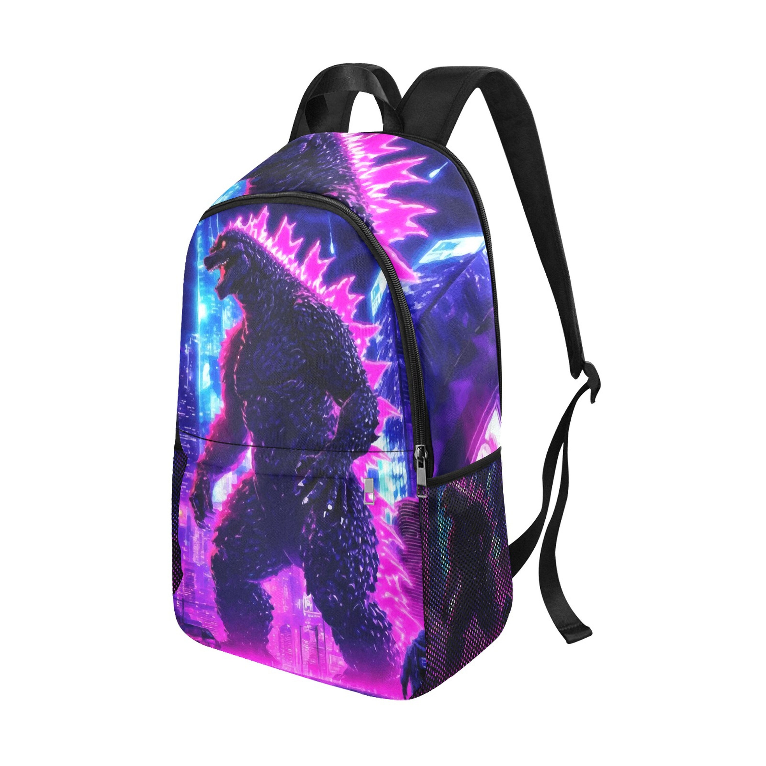 Custom Godzilla Backpack Backpack Godzilla Rucksack With Mesh Pockets Handbag Bag Neon Retro ...