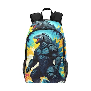 Rugzak met meshzakken Handtas Vintage Retro Comics  Retro Fire Gojira Kaiju Cartoon