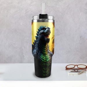 Stainless Steel Tumbler 40 oz Cartoon Comics Retro Vintage Godzillas Tumbler Tumbler Godzilla Gojira Kaiju