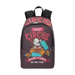 Sac à dos d'école cartable sac à dos avec poches en filet sac à main sac horreur Halloween clown