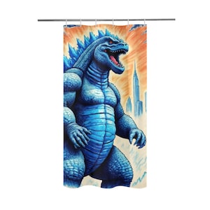 Shower Curtain 36&quot;x 72&quot; Vintage Gojira Comics Cartoon Curtain Curtain Comics Godzillas Curtain Curtain Kaiju Art Retro Godzilla